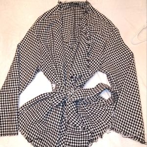 SHEIN Curve Frayed Houndstooth Jacket Sz 1x